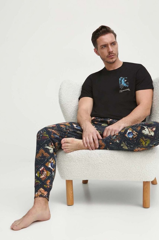 Medicine piżama bawełniana wzorzyste czarny RW23.PJMA12