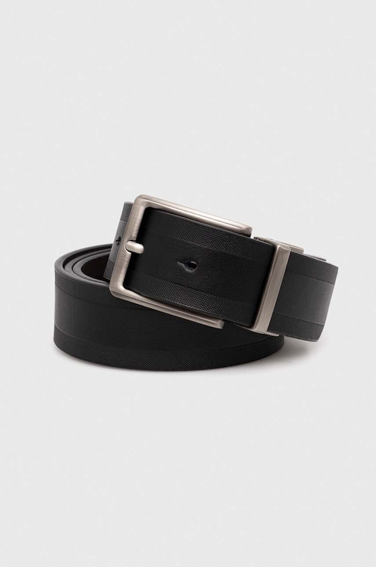 Pasek skórzany z wymiennymi klamrami męski gładki kolor czarny czarny RW23.ROM913