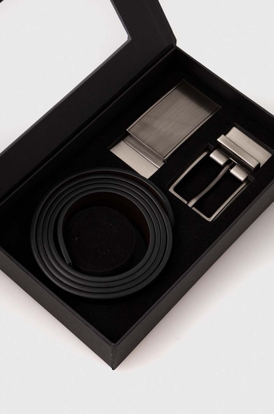 Pasek skórzany z wymiennymi klamrami męski gładki kolor czarny RW23.ROM913 czarny RW23