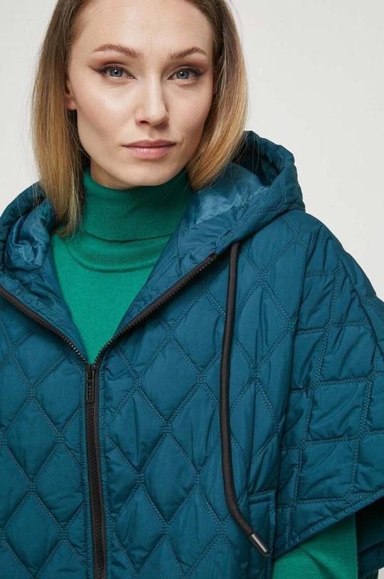 Poncho damskie lekko ocieplane kolor turkusowy turkusowy RW23.SAD401