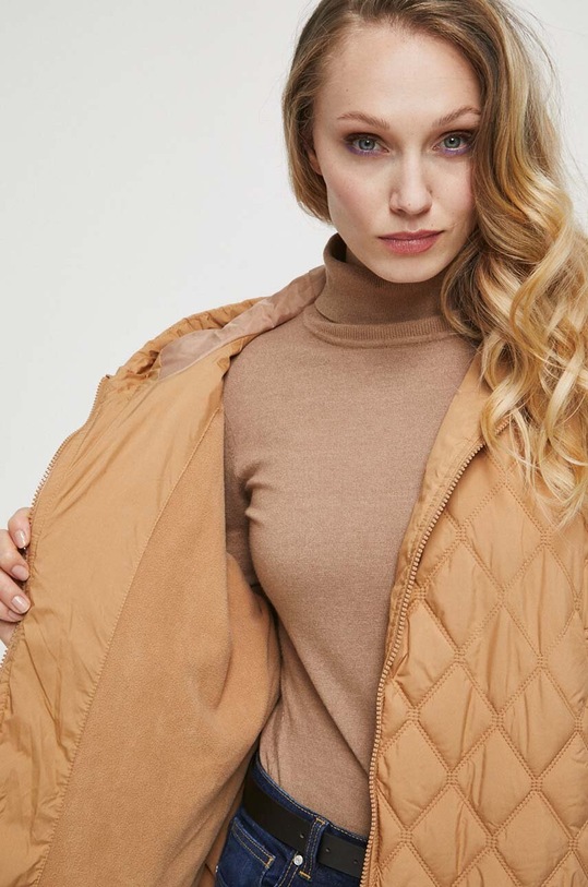 Poncho damskie lekko ocieplane kolor beżowy RW23.SAD401