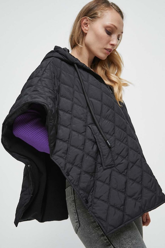 Pončo dámsky čierna farba stredne hrubá čierna RW23.SAD401