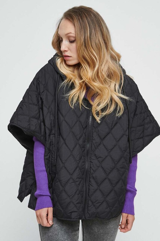 Pončo dámsky čierna farba čierna RW23.SAD401