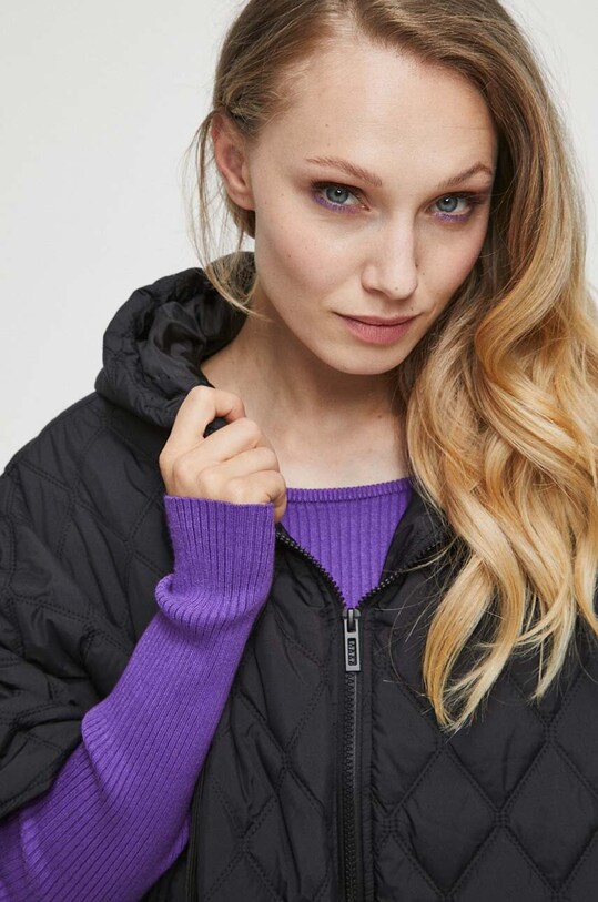 Poncho damskie lekko ocieplane kolor czarny RW23.SAD401 czarny