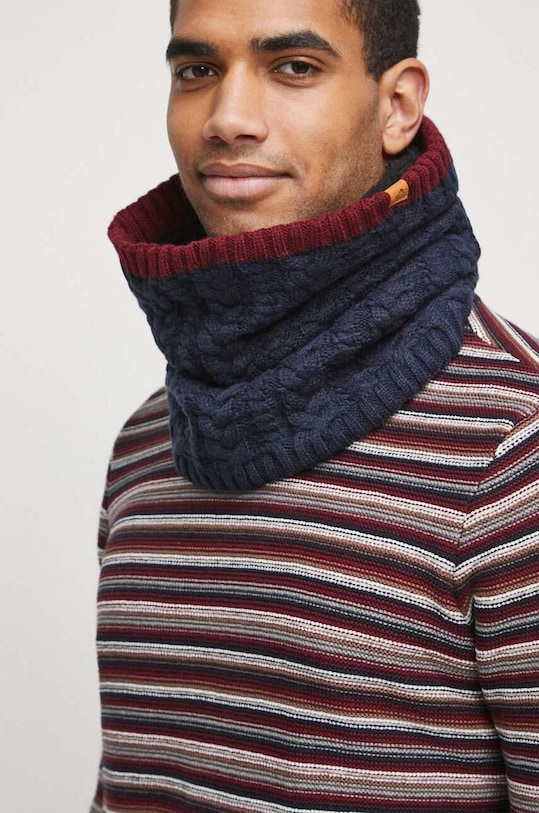Šál komín pánsky tmavomodrá farba hrubá tmavomodrá RW23.SAM804