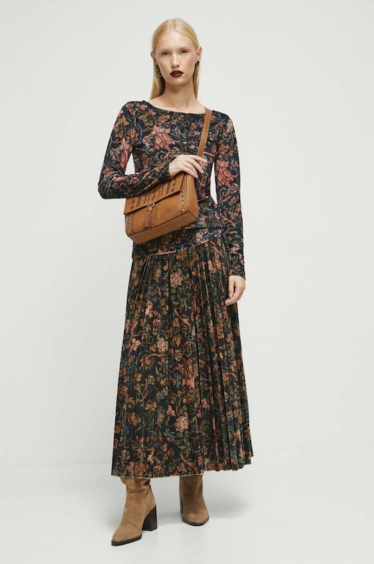 Spódnica damska plisowana kolor multicolor midi multicolor RW23.SDD700