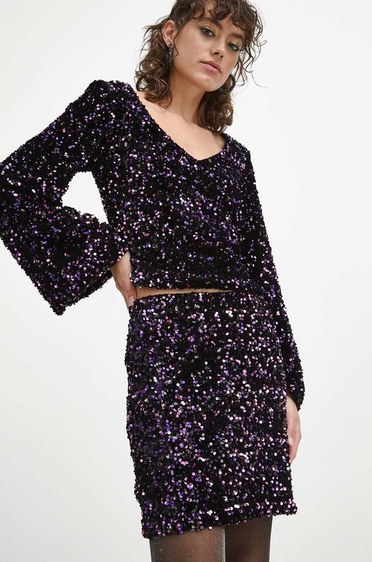 Spódnica damska z cekinami kolor fioletowy RW23.SDDA02 fioletowy RW23