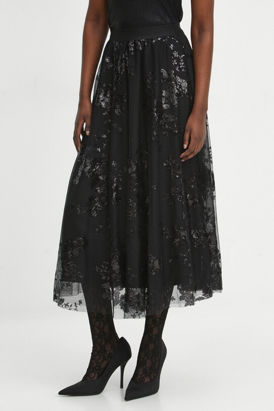 Spódnica damska z ozdobną aplikacją kolor czarny RW23.SDDA03 czarny RW23