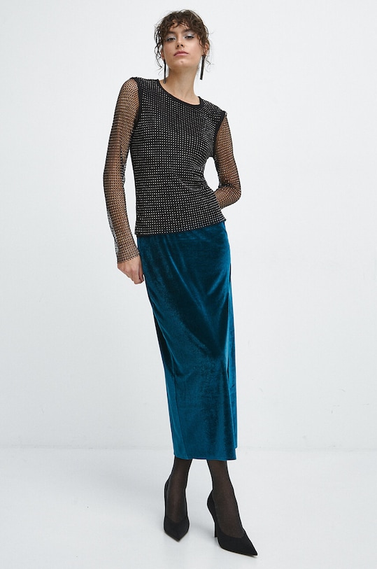 Sukňa dámska tyrkysová farba s elastanom tyrkysová RW23.SDDA07