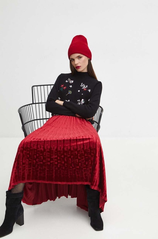 Sukňa dámska bordová farba midi burgundské RW23.SDDB02