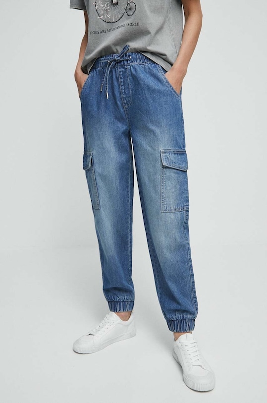 Jeansy damskie jogger kolor niebieski niebieski RW23.SJD100