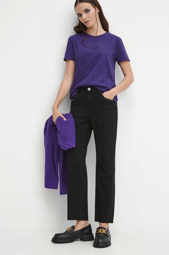 Jeansy damskie straight kolor czarny czarny RW23.SJD702