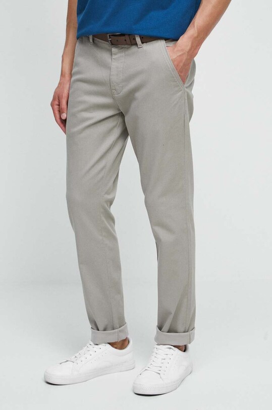 Spodnie męskie slim fit kolor szary z elastanem szary RW23.SPM010
