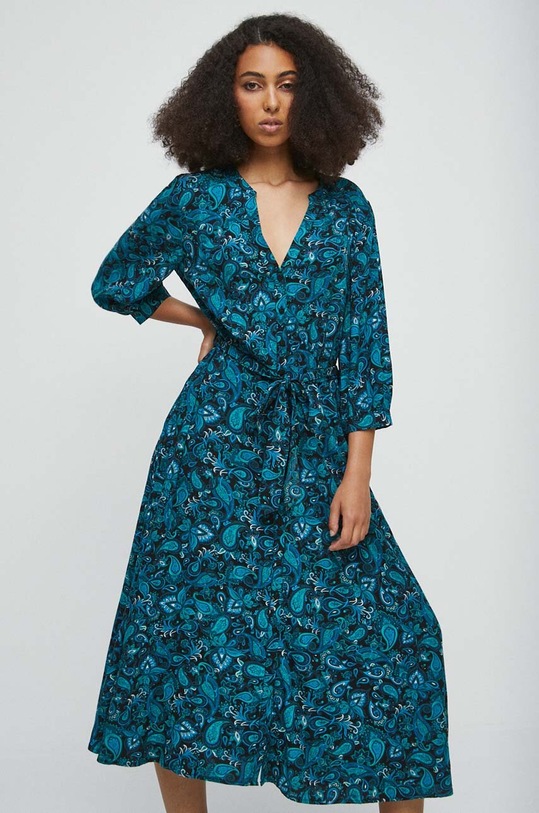 Medicine sukienka trzy czwarte turkusowy RW23.SUD030