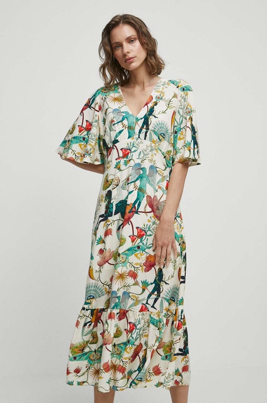 Šaty dámske béžová farba casual béžová RW23.SUD102