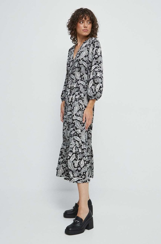 Odzież Sukienka damska wzorzysta kolor czarny RW23.SUD501 czarny