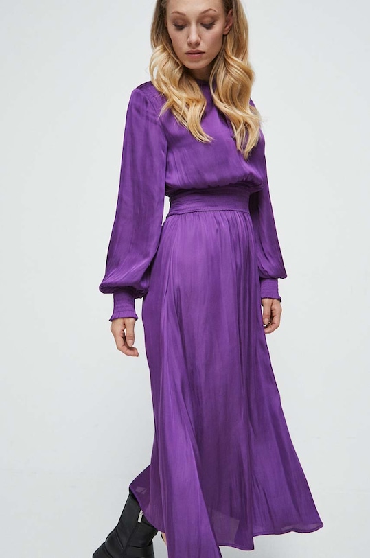 Sukienka damska rozkloszowana kolor fioletowy RW23.SUD603 fioletowy RW23