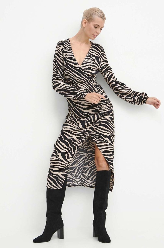 Sukienka damska midi wzorzysta kolor czarny RW23.SUD806