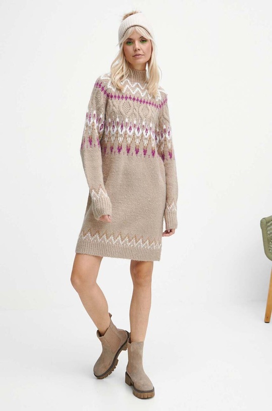 Šaty s prímesou vlny dámske béžová farba RW23.SUD900 béžová RW23