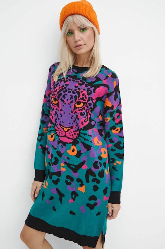 Šaty tyrkysová barva midi tyrkysová RW23.SUD902