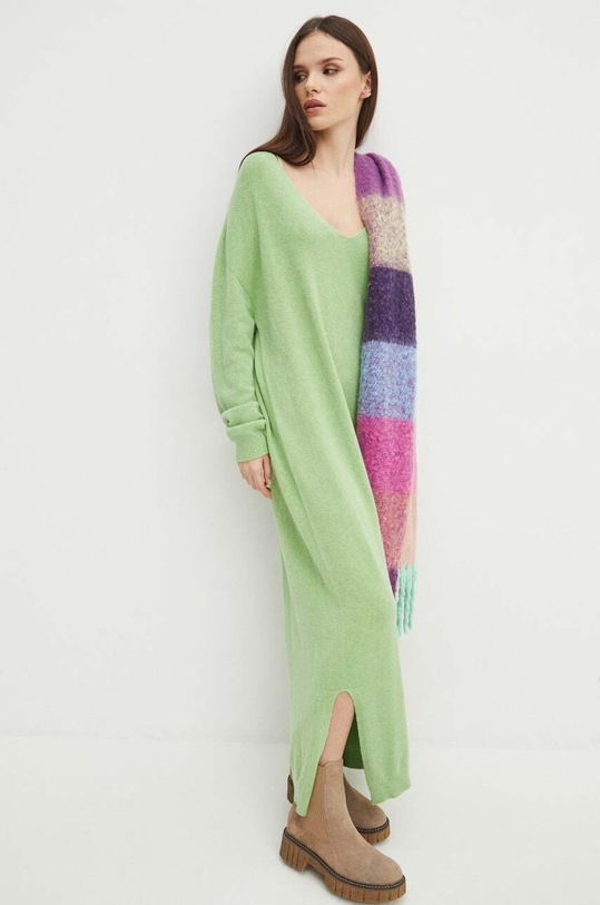 Sukienka damska maxi z dzianiny kolor zielony casual zielony RW23.SUD970