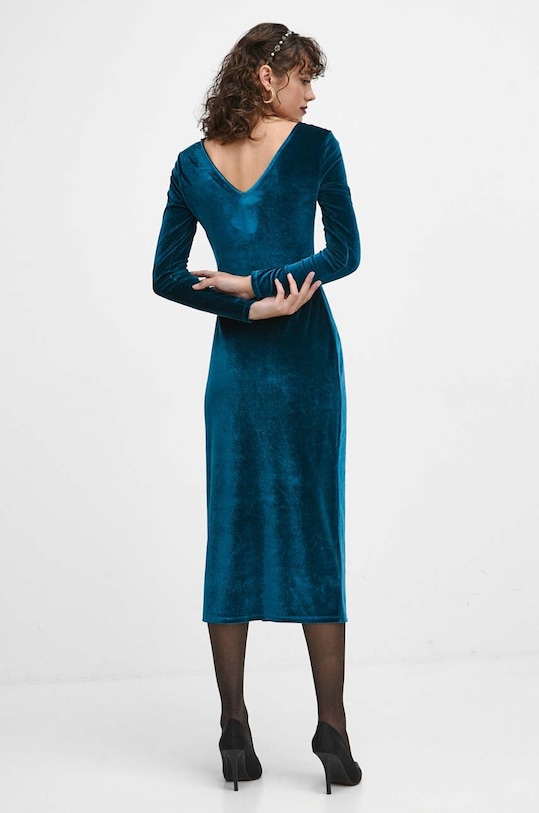 Odzież Sukienka damska welurowa kolor turkusowy RW23.SUDA03 turkusowy