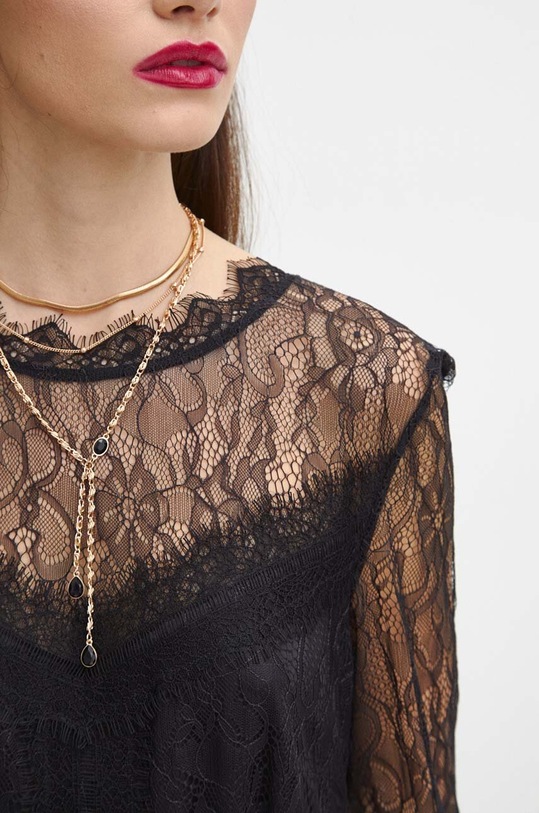 Sukienka damska midi koronkowa kolor czarny RW23.SUDB04 czarny