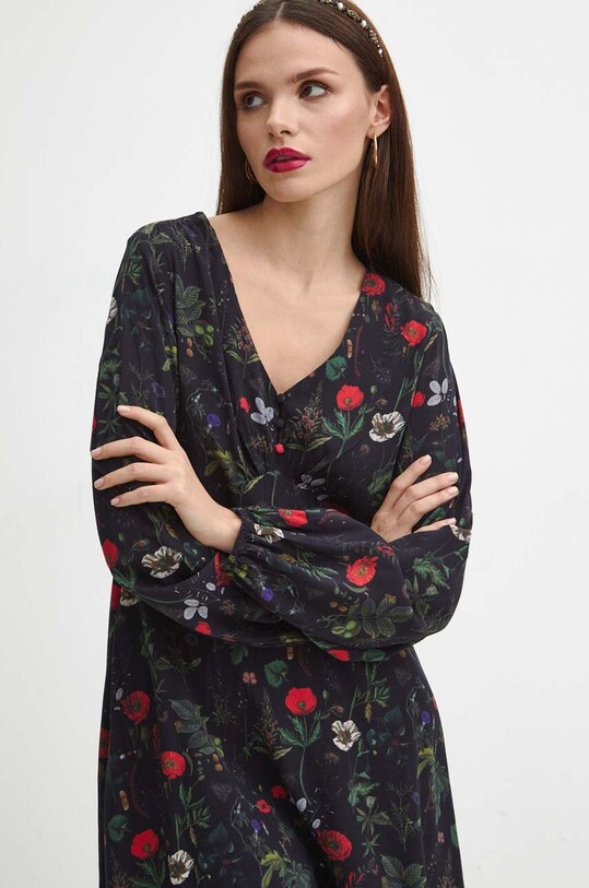 Sukienka damska mini wzorzysta kolor czarny czarny RW23.SUDB07