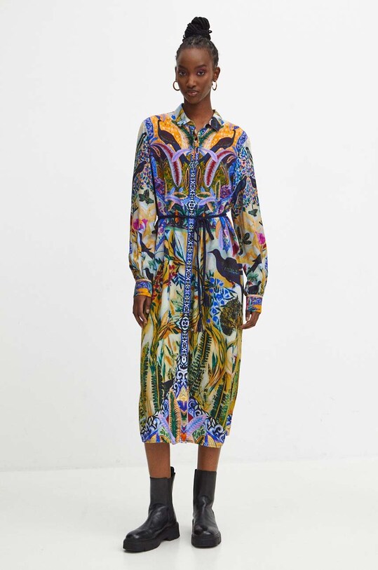 Odzież Sukienka damska midi z kolekcji Medicine x Veronika Blyzniuchenko kolor multicolor RW23.SUDB52 multicolor