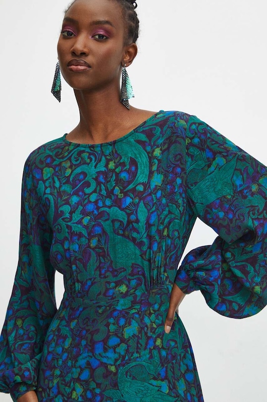 Šaty dámske z kolekcie Medicine x Veronika Blyzniuchenko tyrkysová farba RW23.SUDB55 tyrkysová