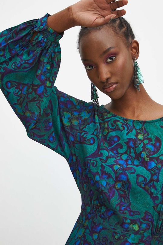 Šaty dámske z kolekcie Medicine x Veronika Blyzniuchenko tyrkysová farba RW23.SUDB55