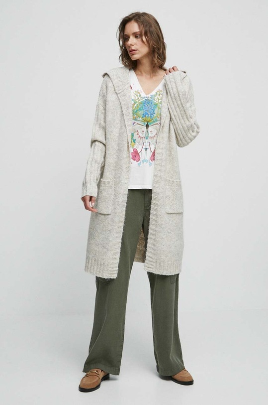 Kardigan damski z kapturem kolor beżowy RW23.SWD010 beżowy RW23