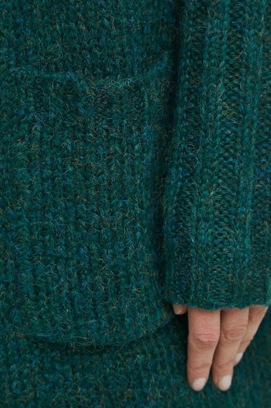 Kardigan damski z kapturem kolor zielony RW23.SWD010 turkusowy