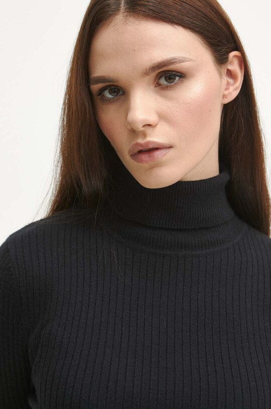 Sweter damski prążkowany kolor czarny czarny RW23.SWD072