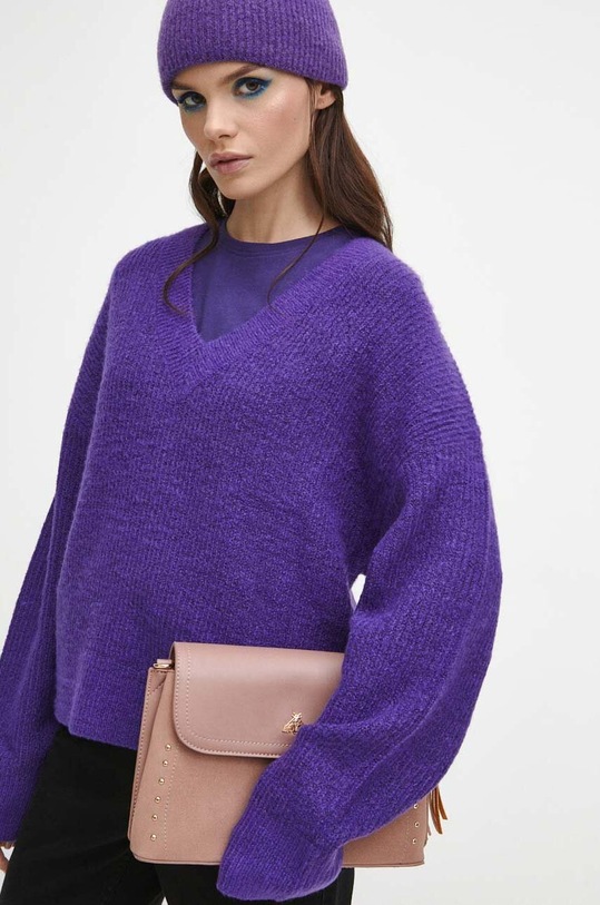 Sweter damski gładki kolor fioletowy fioletowy RW23.SWD080