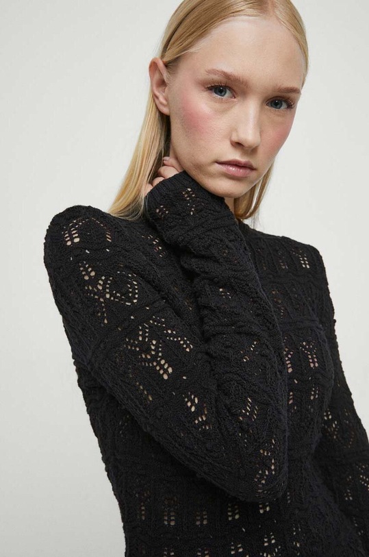 Sveter dámsky čierna farba okrúhly čierna RW23.SWD311