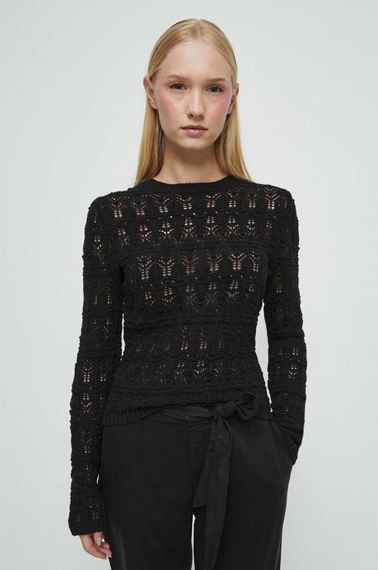 Sweter damski ażurowy kolor czarny czarny RW23.SWD311