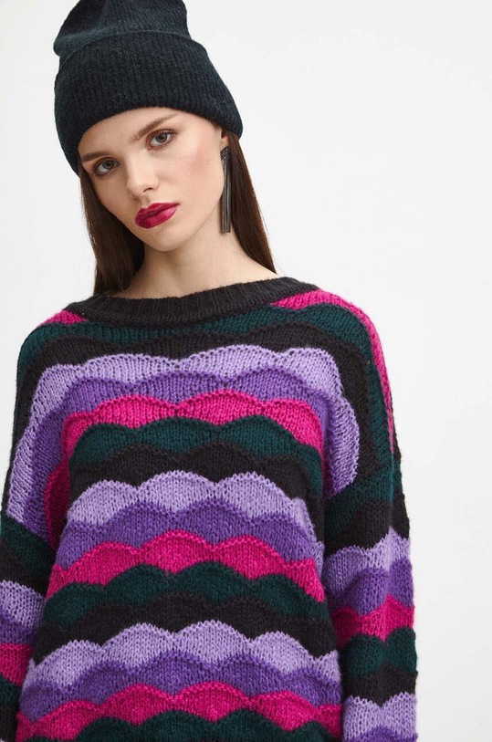 Sweter damski wzorzysty kolor czarny czarny RW23.SWD801