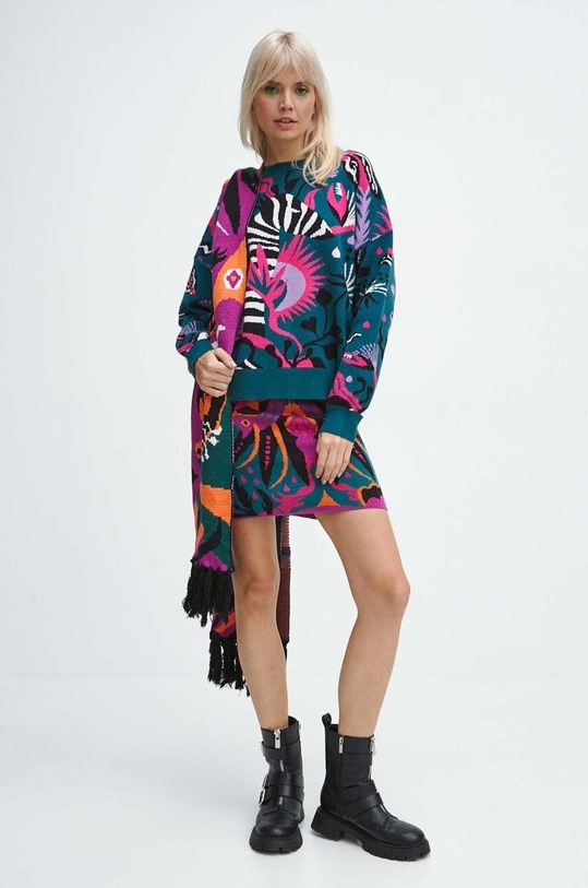 Sweter damski wzorzysty kolor zielony RW23.SWD907 turkusowy RW23