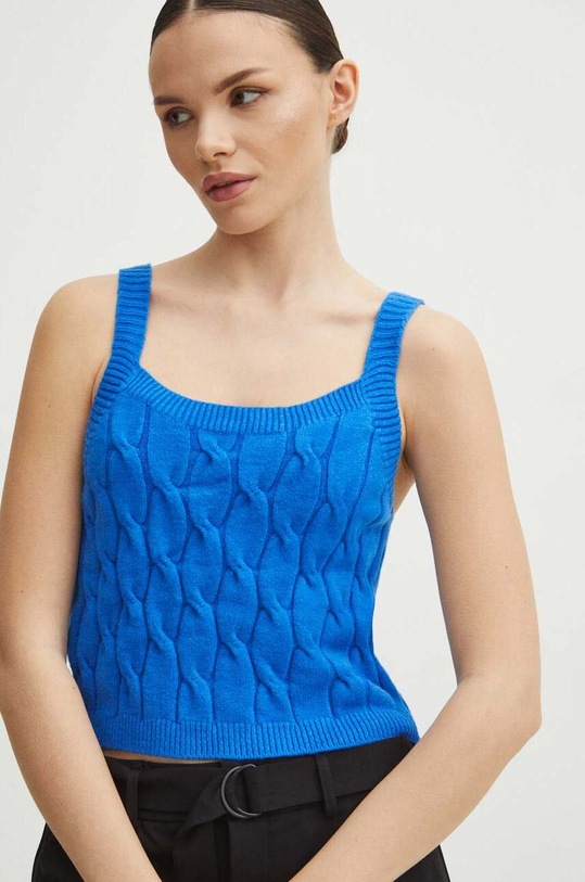 Kardigan i top damski z fakturą kolor niebieski RW23.SWD973 niebieski RW23