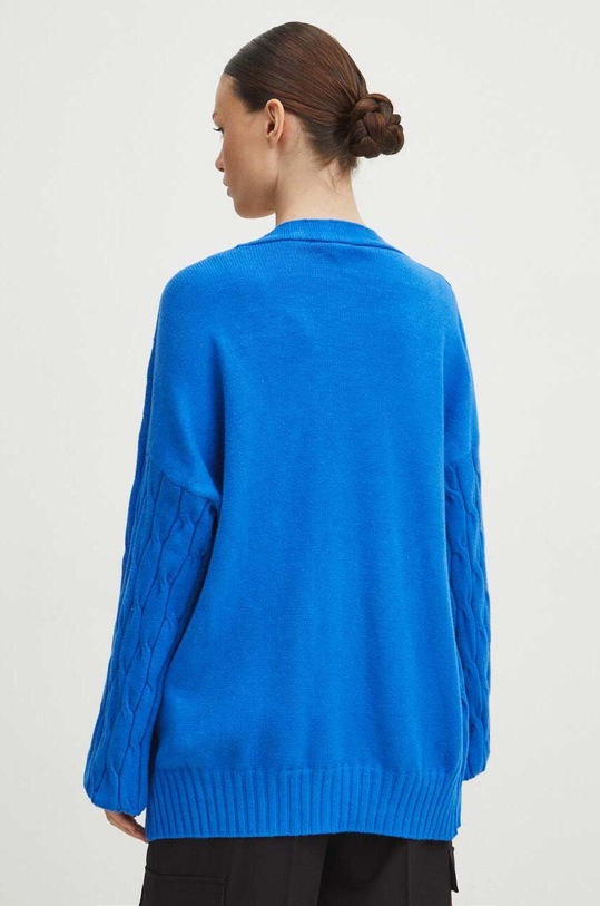 Kardigan i top damski z fakturą kolor niebieski niebieski RW23.SWD973