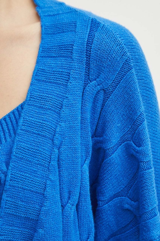 Kardigan i top damski z fakturą kolor niebieski RW23.SWD973