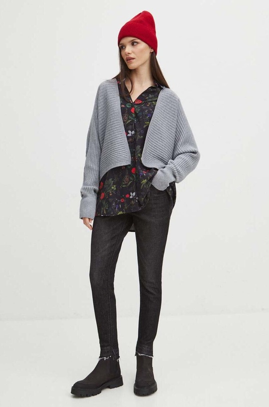 Kardigan damski prążkowany kolor szary RW23.SWD974 szary RW23