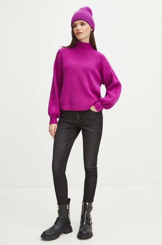 Sweter damski gładki kolor różowy RW23.SWD979 różowy RW23