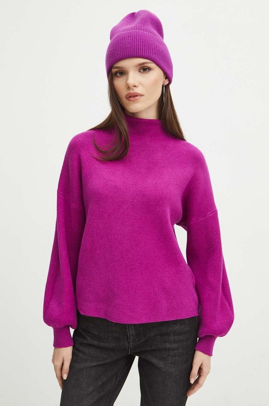 Sweter damski gładki kolor różowy różowy RW23.SWD979