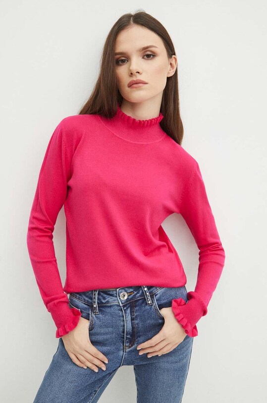 Sweter damski gładki kolor różowy RW23.SWD980 różowy RW23