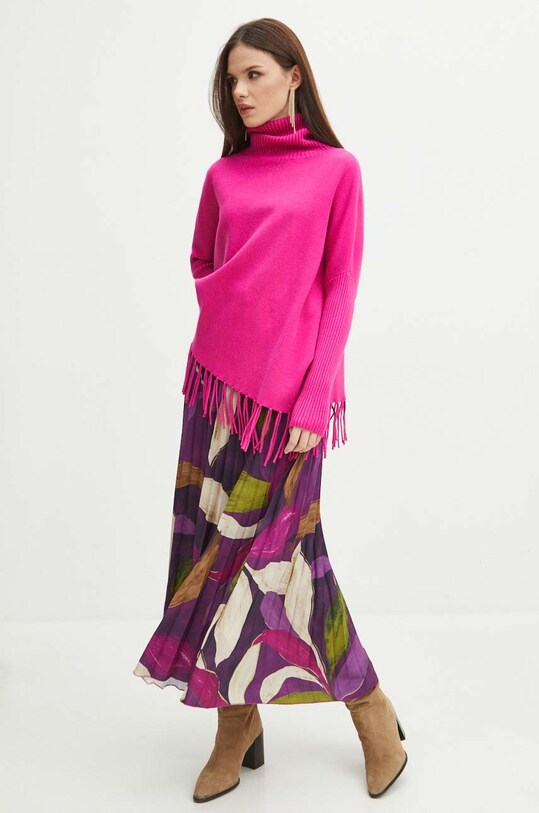 Sweter damski z golfem kolor różowy RW23.SWD982 różowy RW23