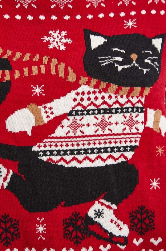 Sweter damski z motywem świątecznym kolor czerwony RW23.SWDA00 czerwony