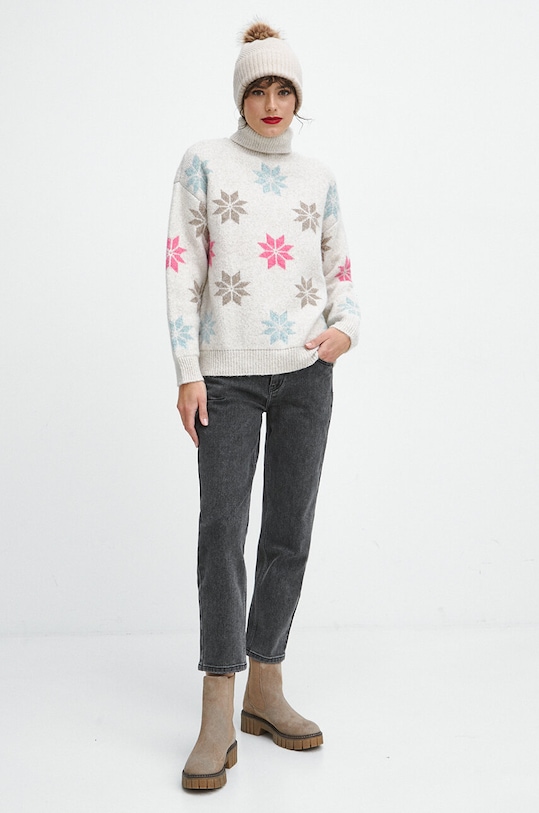 Sveter s prímesou vlny dámsky béžová farba RW23.SWDA03 béžová RW23