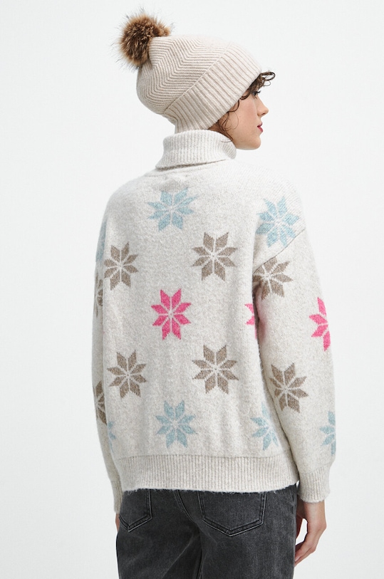 Oblečenie Sveter s prímesou vlny dámsky béžová farba RW23.SWDA03 béžová